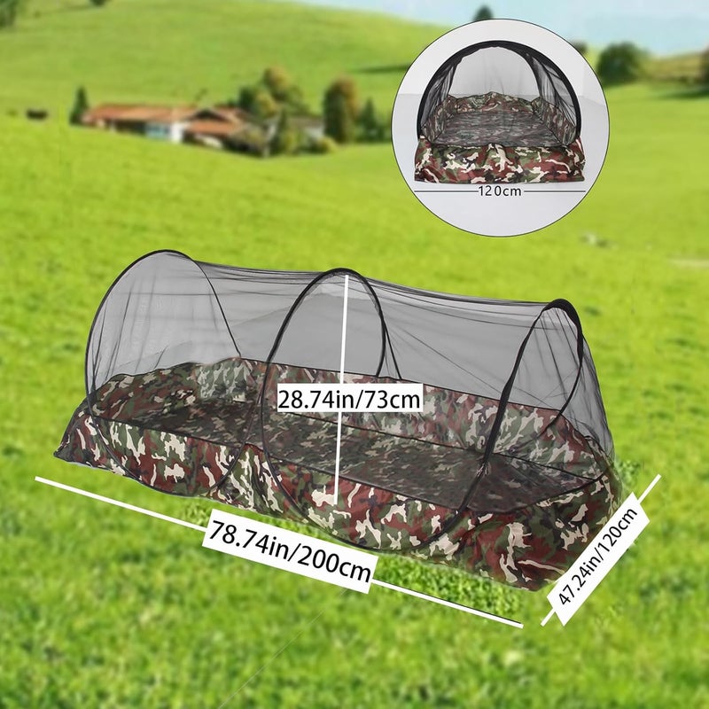 CMINGJ Portable Mosquito Net Foldable Pop-Up Travel Mosquito Net for Bed Free Installation-Suitable for Baby Adults Bedroom, Camping, nap, Patio (Extra-Large-Bottom Zipper(Black&Camouflage)) - Image 3